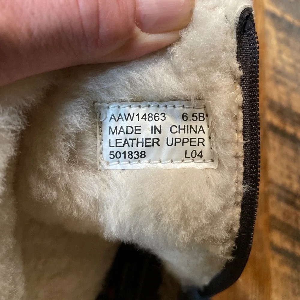 Polo Sport Kid‎ Brown Leather Fur Lined Winter Boots Side Zip Girls Size 6.5 Boy